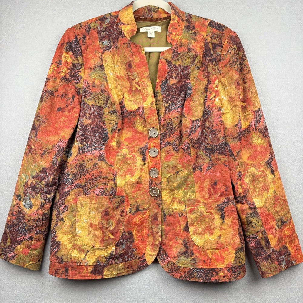 Coldwater Creek Blazer Womens‎ 14 Floral Tapestry Button Front